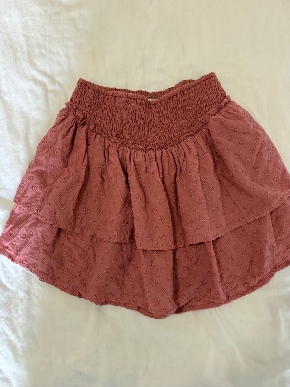 Hollister Dusty Rose Smocked Tiered Mini Skirt